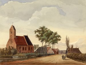 Lutjegast met kerk door Bernardus Bueninck